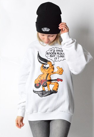 VINTAGE 90S WHITE GARFIELD SWEATSHIRT