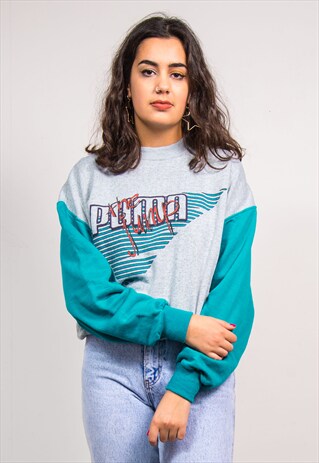 VINTAGE 90'S GREY PUMA SWEATSHIRT JUMPER