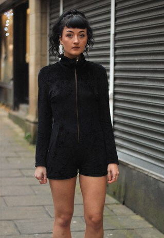 90'S BLACK VELVET PLAYSUIT