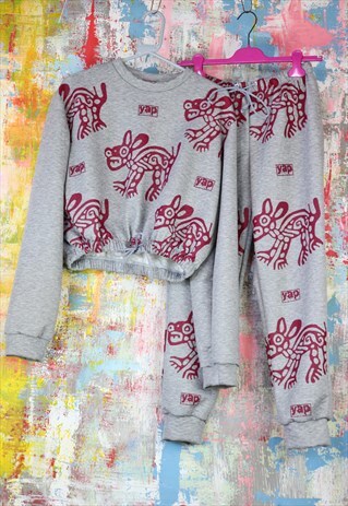 TRACK SUIT CO-ORDINATES IN GREY WITH MEXICAN DOGS