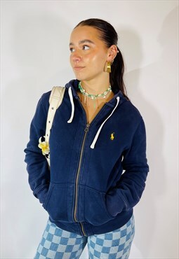 Vintage 90s Ralph Lauren Size S Zip Hoodie in Blue