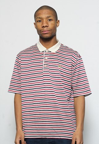 VINTAGE LACOSTE SHORT SLEEVE LOGO POLO SHIRT STRIPED