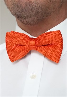 Wedding Handmade Polyester Knitted Bow Tie In Orange