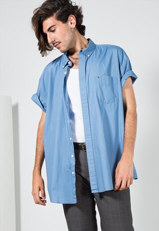 VINTAGE 80S TOMMY HILFIGER SHORT SLEEVE SHIRT/ S4410