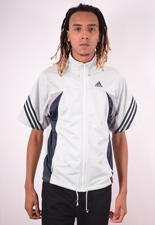 ADIDAS MENS VINTAGE TRACKSUIT TOP JACKET MEDIUM WHITE 90S