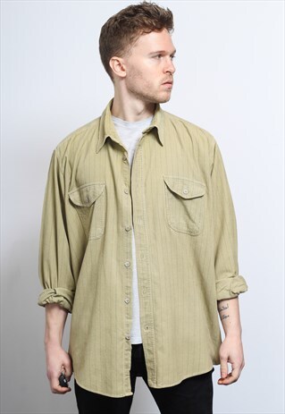 VINTAGE CORDUROY CORD SHIRT BROWN