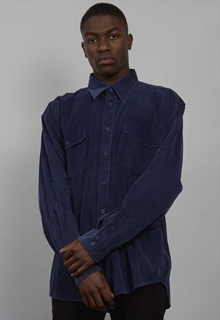 VINTAGE 90'S CLASSIC NAVY BLUE CORDUROY SHIRT