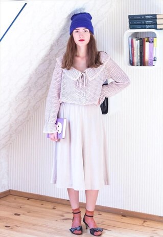 CREAM LONG SLEEVE CROCHET COMBINED VINTAGE DRESS