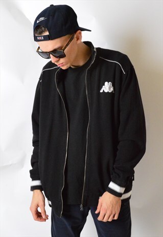 VINTAGE 90S BLACK MINIMALIST KAPPA TRACK JACKET