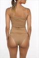 SQUARE NECK BODYSUIT IN BEIGE