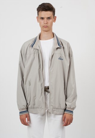 VINTAGE GREY ADIDAS ZIP TRACK JACKET