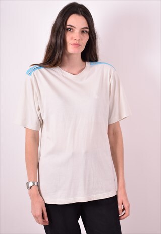 ADIDAS WOMENS VINTAGE T-SHIRT TOP MEDIUM GREY 90S