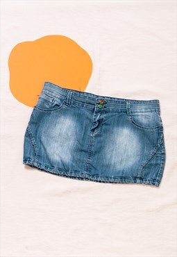 Vintage Denim Skirt Y2K Low Rise Mini in Jeans Blue