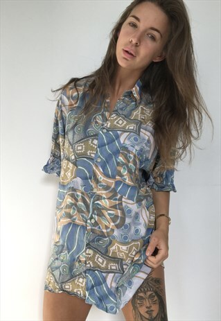 PATTERNED OVERSIZED RETRO VINTAGE UNISEX FESTIVAL SHIRT