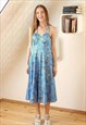 Bright blue floral summer dress