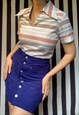 Vintage 1970s short sleeves blouse with colourful stripes