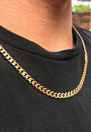 GOLD 5MM THICK CURB CHAIN NECKLACE