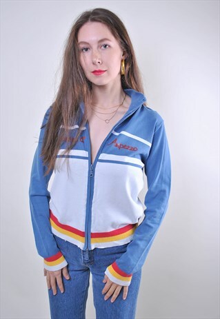 VINTAGE ZIPPED UP HIGH NECK SPORT SWEATSHIRT
