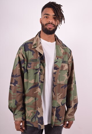 MENS VINTAGE MILITARY JACKET LARGE GREEN 90S