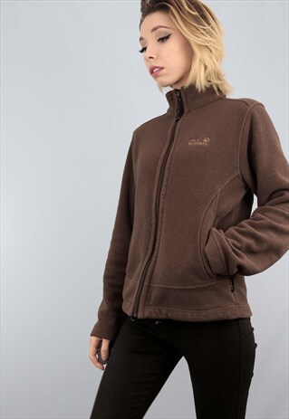 VINTAGE 90S JACK WOLFSKIN ZIP UP FLEECE BROWN