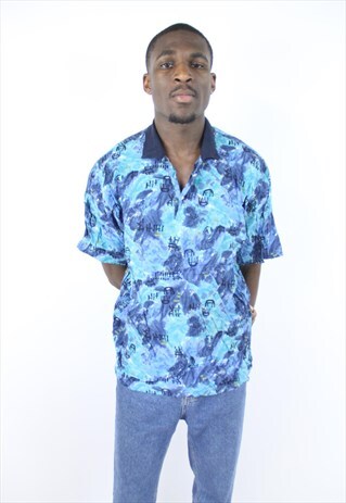 VINTAGE ABSTRACT 90'S PATTERNED SHIRT