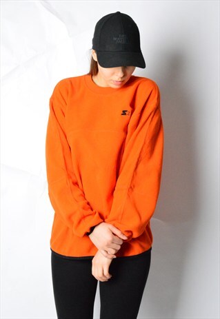 VINTAGE 90S ORANGE FLEECE BOYFRIEND STARTER JUMPER