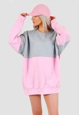 Half grey pink oversized jumper/dress lounge