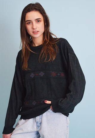 90'S RETRO KNITTED OVERSIZED DADS JUMPER TOP