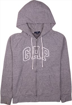 Vintage 90's Gap Hoodie Spellout Full Zip Up Grey Large