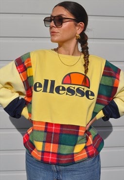 Y2K ellesse reworked checked lemon fleece sweatshirt