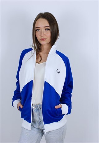 VINTAGE WOMENS FRED PERRY LOGO ZIPPER TRACK TOP SUIT JACKET