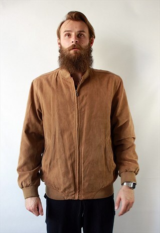 VINTAGE 90 CLASSIC BROWN BOMBER JACKET FASTENED WITH POCKETS