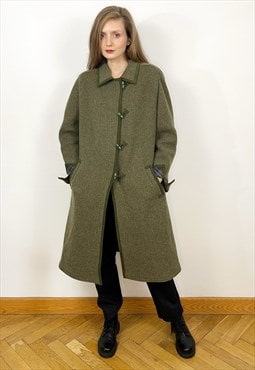 Vintage Green Camel Hair Coat, Oversized wool winter coat