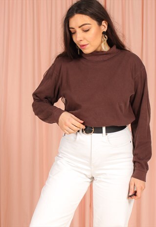 VINTAGE 90S TURTLE NECK JUMPER IN CHOCOLATE