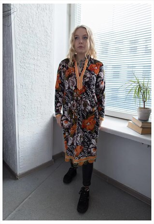 VINTAGE 80'S MULTICOLOUR PATTERNED VELVET TUNIC