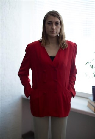 VINTAGE 80'S BRIGHT RED DOUBLE BREASTED JACKET