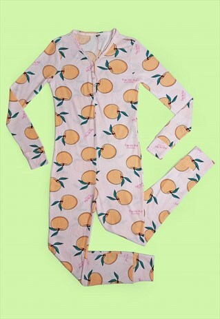 Deadstock NOS TYPO Onesie Pyjama Loungewear Peaches Print