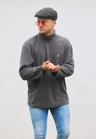 NAUTICA USA 1/4 ZIP ASPHALT GREY FLEECE SWEATSHIRT