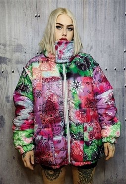 Paisley bomber jacket handmade reversible bandana puffer 