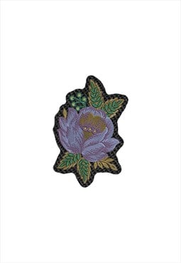 Embroidered Precious Purple Flower Design iron on patch 