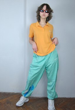 Vintage Baggy Mint Green Adidas Sport Track Ski Trousers 