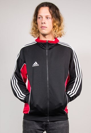 VINTAGE 90'S ADIDAS BLACK RED TRACKSUIT JACKET