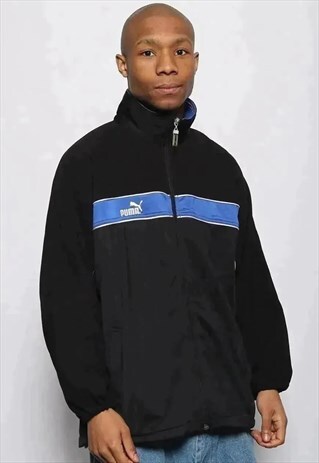 VINTAGE PUMA LOGO TRACK JACKET BLUE BLACK