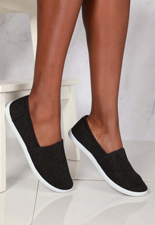 FLAT SLIP ON TEXTIL PUMP IN BLACK
