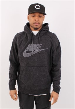 Vintage Nike Spell Out Swoosh Charcoal Pullover Hoodie