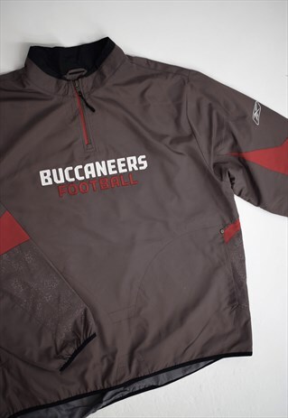 VINTAGE 90S NFL REEBOK BROWN 'BUCCANEERS' 3/4 ZIP JUMPER