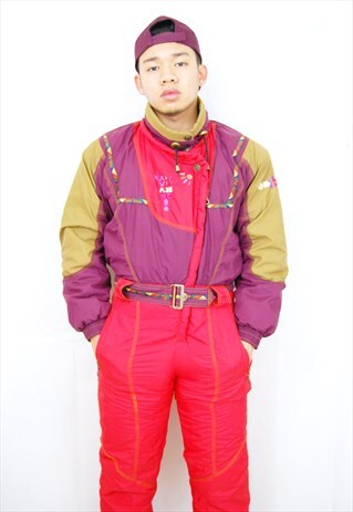 CRAZY PRINT PUFFER SKI SUIT/JUMPSUIT (1990'S)