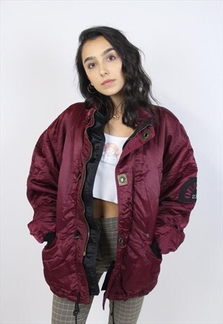 VINTAGE 90'S HEAVY MAROON BOMBER JACKET