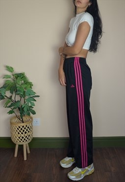 Vintage Adidas Joggers Sweatpants w 3 Stripe Logo in Pink