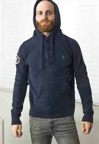 VINTAGE POLO RALPH LAUREN HOODIE SWEATSHIRT LOGO 90S S 28.4